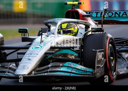 Circuit Albert Park Grand Prix, Melbourne, Australie. 09 avril 2022. Lewis Hamilton (GBR) de l'équipe Mercedes lors de la qualification. Corleve/Alamy stock photo Banque D'Images