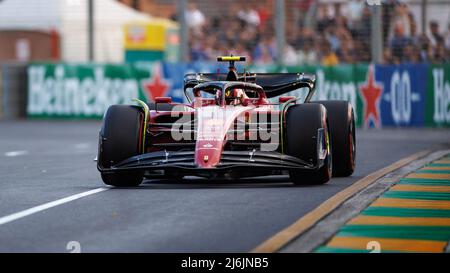 Circuit Albert Park Grand Prix, Melbourne, Australie. 09 avril 2022. Carlos Sainz (ESP) de l'équipe Ferrari lors de la qualification. Corleve/Alamy stock photo Banque D'Images