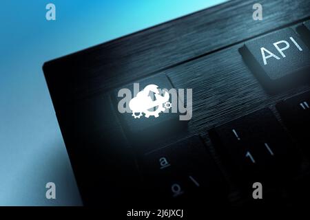 Clavier avec icône d'acronyme API pour appuyer sur le bouton. Internet et technologie. Affaires, programmation, interface, application et réseau. Banque D'Images