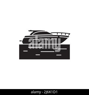 Icône de la ligne de couleur du hors-bord. Elément vectoriel isolé. Pictogramme de contour pour la page Web, l'application mobile, la promotion Illustration de Vecteur