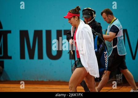 Madrid, Espagne. 02 mai 2022. Tennis: Mutua Madrid Tournoi de tennis ouvert - Madrid, individuel, femmes: Ons Jabeur (Tunisie) V Belinda Bencic (Suisse). Bencic. Crédit: EnriquePSans/Alay Live News Banque D'Images