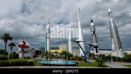 Rocket Garden du Kennedy Space Center à Cape Canaveral, Floride Banque D'Images