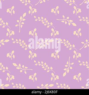 Motif sans couture d'abstraction des feuilles, des cloches, des branches sur un fond rose vif pour l'impression Illustration de Vecteur