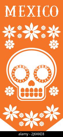 guirlande mexicaine avec crâne Illustration de Vecteur