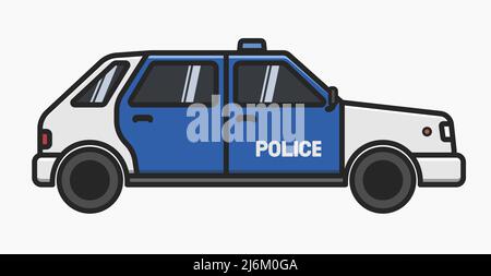 voiture de police vue latérale dessin animé vecteur isolé illustration plate Illustration de Vecteur