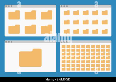 fenêtre de l'interface du bureau avec des dossiers isolés simple ui vector illustration plate Illustration de Vecteur