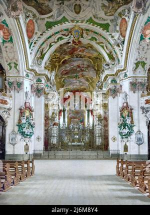 Intérieur de l'église, Abbaye d'Einsiedeln, Einsiedeln, Schwyz, Suisse. Banque D'Images