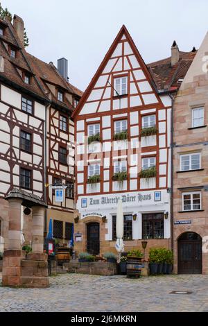 Maison à colombages dans la vieille ville de Nuremberg Banque D'Images