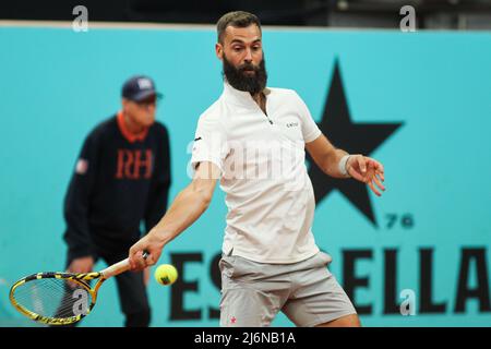 Benoit paire de France en action contre Diego Schwartzman d'Argentine lors du tournoi de tennis Mutua Madrid Open 2022 le 2 mai 2022 au stade Caja Magica à Madrid, Espagne - photo: Irina R Hipolito/DPPI/LiveMedia Banque D'Images