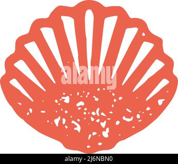 Armure fermée en forme de coquillage naturel rouge pour le stockage perle texture grenge dessinée à la main motif décoratif illustration vectorielle. Belle moule marine ornée Illustration de Vecteur