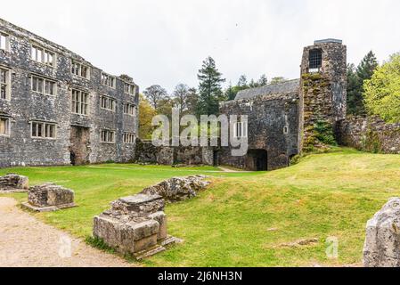 Panorama du château de Berry Pomeroy, Totnes Devon, Angleterre Banque D'Images