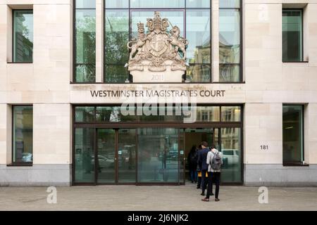 Une vue générale de Westminster Magistrate court, 181 Marylebone Rd, Londres NW1 5BR image prise le 28th avril 2022. © Belinda Jiao jiao.bilin@gm Banque D'Images