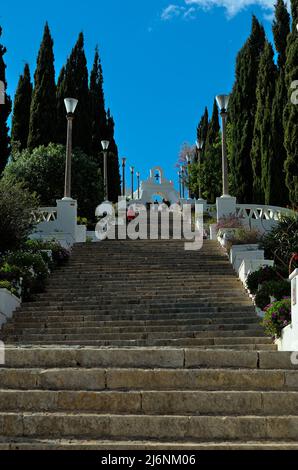 Escalier du château d'Aljustitrel à Alentejo, Portugal Banque D'Images