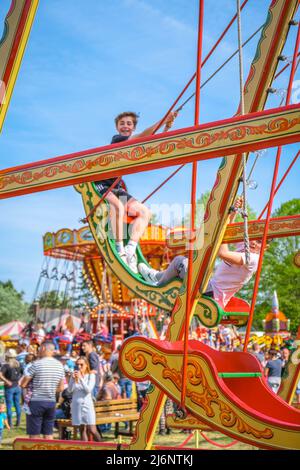 Carters Steam Fair est une foire traditionnelle anglaise avec des manèges datant des années 1890s à 1960. Banque D'Images