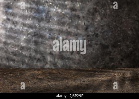 Аbstract mur gris ciment et salle de studio, arrière-plan, texture intérieure pour les produits d'affichage ou espace pour le texte.Le sol brun de la chambre est en plastique foncé Banque D'Images
