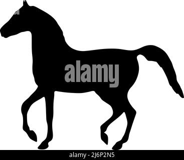 Silhouette de cheval vecteur, vue du profil de cheval de course, silhouette d'animal de ferme, couleur noire isolée sur fond blanc Illustration de Vecteur