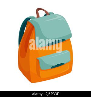 Sac à dos lumineux pour Femme en coupe plate. Sac à dos élégant et tendance avec fixations magnétiques. Un accessoire fille pour des articles personnels. Avec une poche avant Illustration de Vecteur