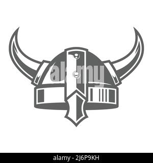 Icône de casque viking à cornes, casque celtique, vieux casque barbare avec cornes, vecteur Illustration de Vecteur