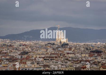 Vue sur la ville de Barcelone depuis Montjuïc (Barcelone, Catalogne, Espagne) ESP: Vues de la ciudad de Barcelona desde Montjuïc (Barcelone, Catalogne) Banque D'Images