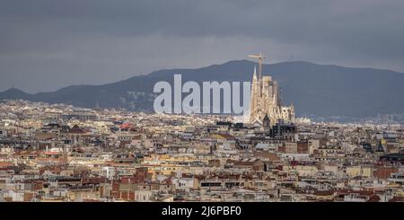 Vue sur la ville de Barcelone depuis Montjuïc (Barcelone, Catalogne, Espagne) ESP: Vues de la ciudad de Barcelona desde Montjuïc (Barcelone, Catalogne) Banque D'Images