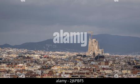 Vue sur la ville de Barcelone depuis Montjuïc (Barcelone, Catalogne, Espagne) ESP: Vues de la ciudad de Barcelona desde Montjuïc (Barcelone, Catalogne) Banque D'Images