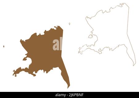 Carte des îles de Carnac (Australie occidentale, Commonwealth d'Australie, Océan Indien) illustration vectorielle, schéma de scribble carte de Ngoorloormayup Illustration de Vecteur