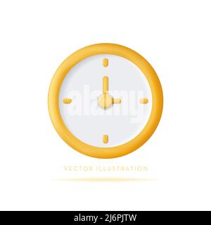 Icône de l'horloge ronde. Chronométreur , mesure du temps, minuteur, gestion du temps, concept d'échéance. 3d icône vectorielle dans un style de dessin animé minimal Illustration de Vecteur