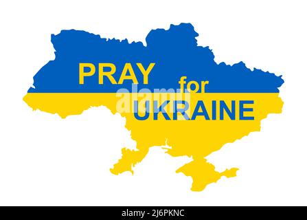 Drapeau national de l'Ukraine sous forme de carte ukrainienne - priez pour le concept de l'Ukraine, pour la bannière et le web design, l'illustration vectorielle gros plan Illustration de Vecteur