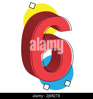 3d chiffre rouge 06. illustration vectorielle. eps 10 Illustration de Vecteur