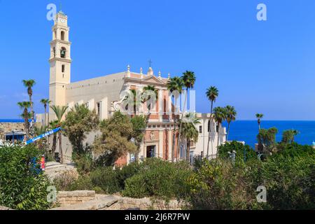 TEL AVIV, ISRAËL - 17 SEPTEMBRE 2017 : il s'agit de l'église franciscaine du 17th siècle de Saint-Pierre à Jaffa. Banque D'Images