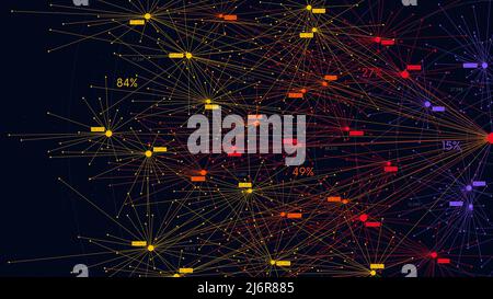 Nœuds d'information Big Data, analyse de l'information et tri des connexions neuronales, visualisation scientifique des réseaux numériques Illustration de Vecteur