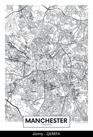 Plan de la ville de Manchester, motif poster vecteur de voyage Illustration de Vecteur