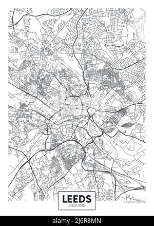 Plan de la ville de Leeds, conception d'affiches de vecteur de voyage Illustration de Vecteur