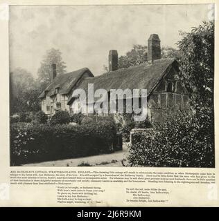 Photographie antique du Cottage d'Anne Hathaway une ferme où Anne Hathaway, l'épouse de William Shakespeare, vivait comme enfant dans le village de Shottery, Warwickshire, Angleterre. 19th siècle Banque D'Images