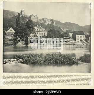 Photographie antique du château de Heidelberg, Allemagne. (Heidelberger Schloss) est une ruine en Allemagne et un point de repère de Heidelberg. Les ruines du château sont parmi les plus importantes structures Renaissance au nord des Alpes. Banque D'Images