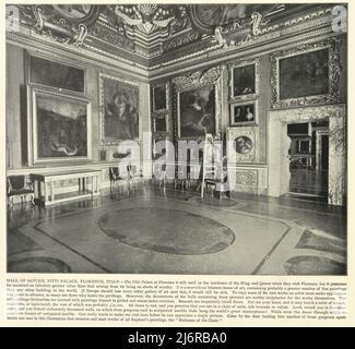 Photographie antique de la salle de Saturne, Palais Pitti, Florance, Italie, 19th siècle Banque D'Images