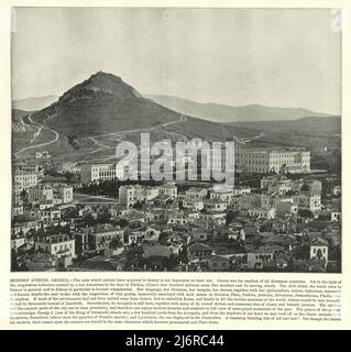 Photographie d'Antquie du paysage urbain d'Athènes, Grèce, 19th siècle Banque D'Images