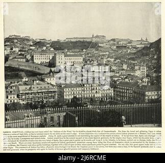 Photographie vintage de Cityscape de Lisbonne, Portugal, 19th siècle Banque D'Images