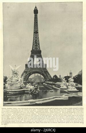 Photographie antique de la Tour Eiffel, Paris, France, 19th siècle Banque D'Images