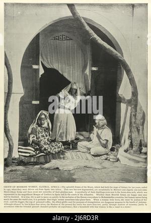 Photographie antique du Groupe des femmes maures, Algérie, 19th siècle Banque D'Images