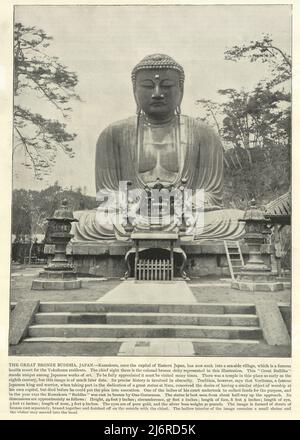 Photographie antique du Grand Bouddha de bronze, Kamakura, Japon, 19th siècle Banque D'Images