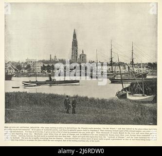 Photographie vintage des quais d'Anvers, Belgique, victorienne 19th siècle Banque D'Images