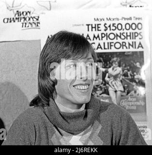 Martina Navratilova, joueur de tennis, lors d'une conférence de presse en Californie, en 1980 Banque D'Images