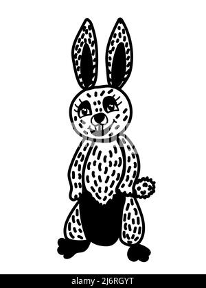 Joli lapin, illustration noir et blanc Illustration de Vecteur