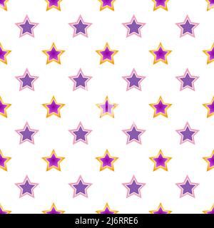 Motif avec étoiles multicolores sur fond blanc. Illustration vectorielle. Illustration de Vecteur