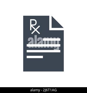 Icône de glyphe vectoriel lié à la prescription. Médicaments. Panneau de prescription. Isolé sur fond blanc Illustration de Vecteur