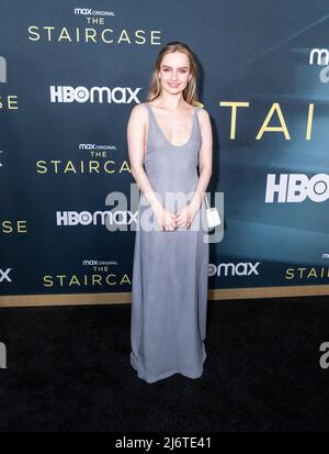 New York, États-Unis, 03/05/2022, Olivia DeJonge assiste à la première d'un spectacle TV 'The Staircase' à MoMA (photo de Lev Radin/Pacific Press) Banque D'Images