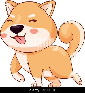 personnage de marche shiba inu Illustration de Vecteur