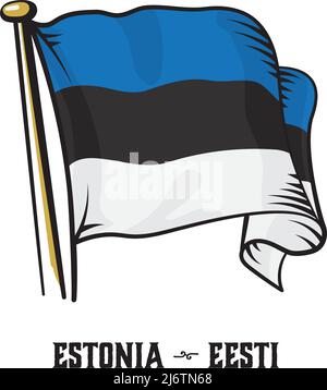 Illustration vectorielle drapeau estonien de style gravure vintage Illustration de Vecteur