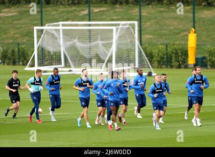 West Ham United Players lors d'une session d'entraînement au terrain d'entraînement Rush Green, Romford. Date de la photo: Mercredi 4 mai 2022. Banque D'Images